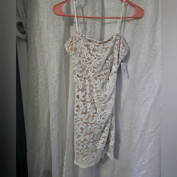 White Lace Spaghetti Strap Dress - Picture 1 of 3